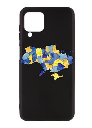 Матовый черный чехол на samsung galaxy a12 :: карта украины (принт 261)