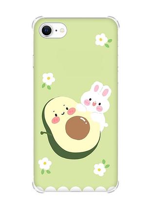 Чехол с утолщёнными углами на iphone 7/8/se 2020 :: авокадо и зайчонок (принт 311)