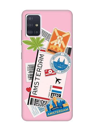 Матовый розовый чехол на samsung galaxy a71 / a715 :: путешествия. амстердам (принт 327)