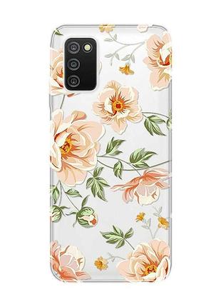 Прозорий чохол на samsung galaxy a03s :: квіти пастельні (принт 277)