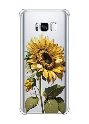Чехол с утолщёнными углами на samsung galaxy s8 :: подсолнечник (принт 274)
