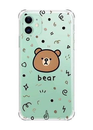 Чехол с утолщёнными углами на iphone 11 :: мишка (принт 76)