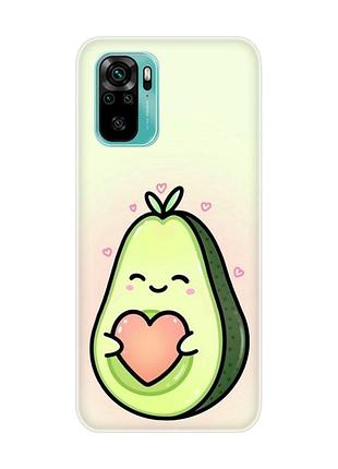 Чохол на xiaomi redmi note 10 / note 10s :: кавай авокадо з сердечком (принт 310)
