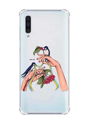 Чохол з потовщеними кутами на samsung galaxy а50 (2019) а505 :: ластівки (принт 15)