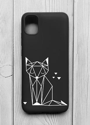 Матовий чорний чохол на samsung galaxy a04e/a042 :: лисиця (принт 127)