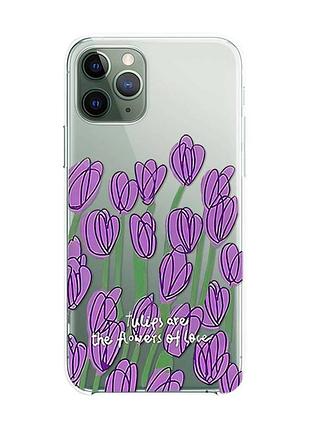 Прозорий чохол на iphone 12 / 12 pro :: тюльпани (принт 265)