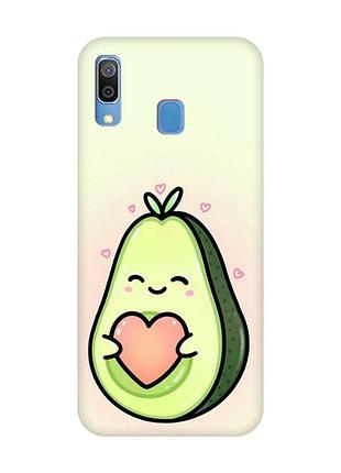 Матовый чехол с красными боками на samsung galaxy a30 (2019) / a20 (2019) :: кавай авокадо с сердечком (принт