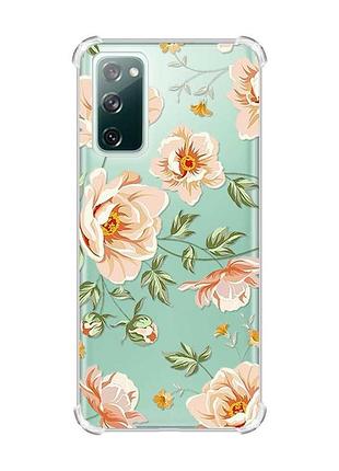 Чехол с утолщенными углами на samsung galaxy s20 fe :: цветы пастельные (принт 277)