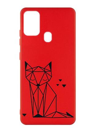 Матовий червоний чохол на samsung galaxy m30s/m21 :: лисиця (принт 126)