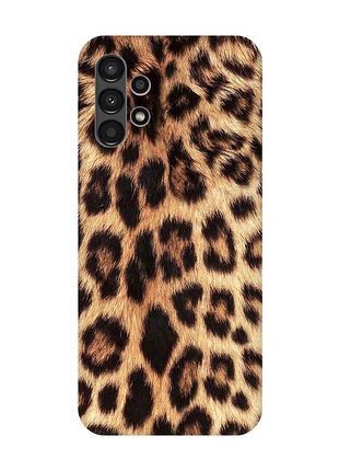 Матовый чехол с розовыми боками на samsung a13 4g :: леопардовый дизайн (принт 383)