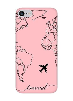 Матовий рожевий чохол на iphone 7 / 8 :: карта. контур (принт 330)