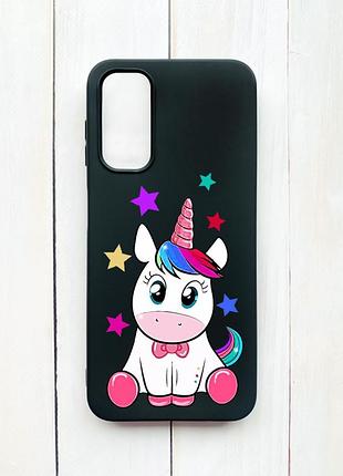 Матовий чохол на samsung galaxy a14 5g чорний :: єдиноріг (принт 102)