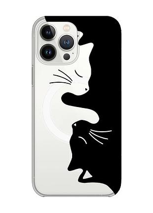 Магнитный чехол на iphone 15 pro с поддержкой magsafe :: кошечки (принт 118)