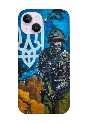 Чохол із захистом камери на iphone 14 :: військовий (патріотичний принт 349)