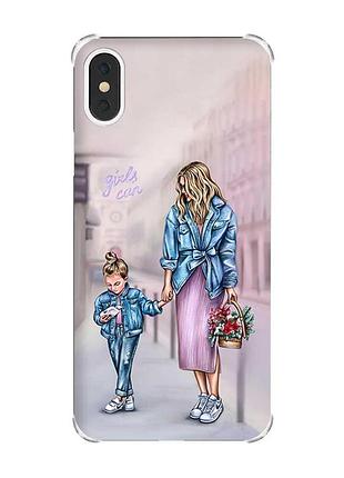 Чехол с утолщёнными углами на iphone x/xs :: мама и дочь (принт 56)