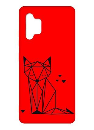 Матовый красный чехол на samsung galaxy a32 :: лиса (принт 126)