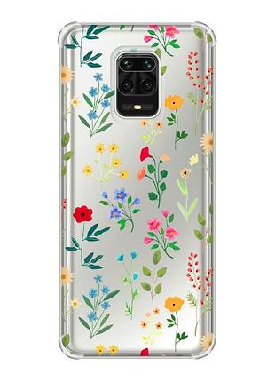 Чохол з потовщеними кутами на xiaomi redmi note 9 pro/ 9s/ 9 pro max :: квітковий фон (принт 269)