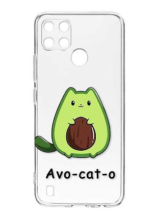 Прозрачный чехол на realme c21y :: котик авокадо (принт 306)