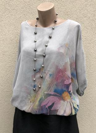 Шёлковая,серая блуза реглан,летучая мышь,кофточка,этно бохо стиль