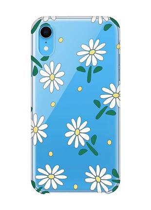 Прозрачный чехол на iphone xr :: ромашки (принт 368)