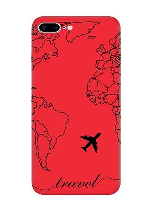 Матовий червоний чохол на iphone 7 plus/8 plus :: карта. контур (принт 330)