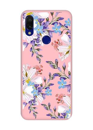 Матовий чохол з рожевими боками на xiaomi redmi 7 :: квітковий малюнок /принт 272/
