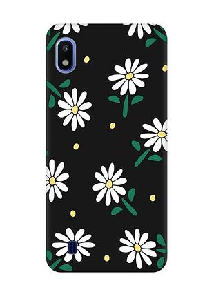 Матовий чорний чохол на samsung galaxy a10 (2019) a105 :: ромашки (принт 368)