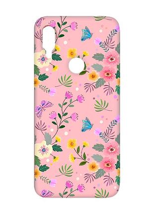 Матовый розовый чехол на xiaomi redmi note 7/7 pro :: цветочный фон /принт 369/