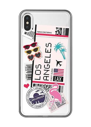 Прозрачный чехол на iphone xs max :: путешествия. лос-анджелес (принт 328)