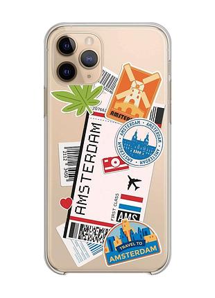 Прозрачный чехол на iphone 11 pro :: путешествия. амстердам (принт 327)