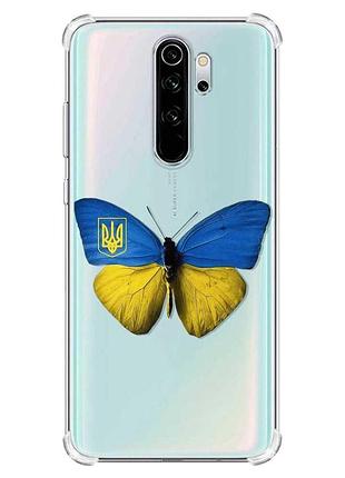 Чехол с утолщёнными углами на xiaomi redmi note 8 pro :: бабочка украина (принт 255)