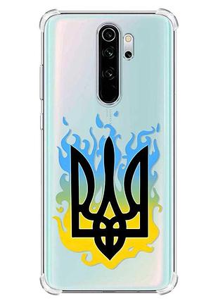 Чехол с утолщёнными углами на xiaomi redmi note 8 pro :: тризуб пламя (принт 257)