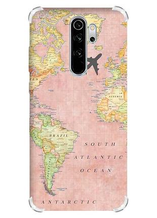 Чехол с утолщёнными углами на xiaomi redmi note 8 pro :: путешествия. карта (принт 320)