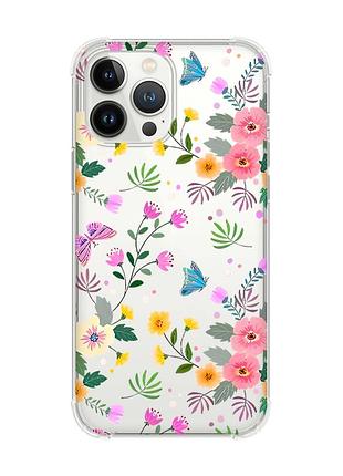 Чехол с утолщёнными углами на iphone 14 pro :: цветочный фон (принт 369)