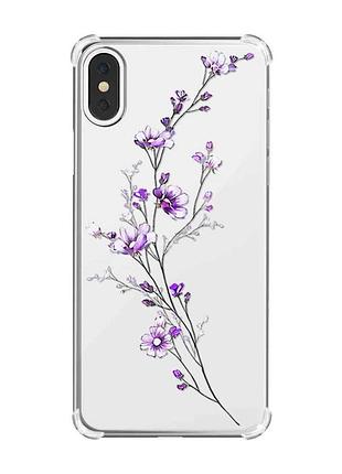 Чохол з потовщеними кутами на iphone x/xs :: гілочка квітів (принт 278)