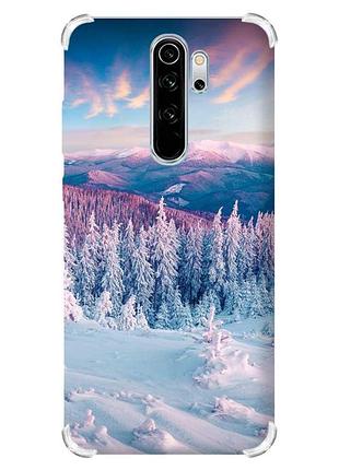 Чехол с утолщёнными углами на xiaomi redmi note 8 pro :: зимние горы (принт 163)