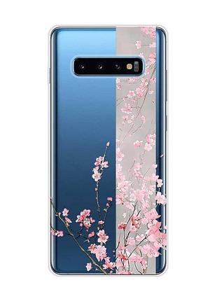 Прозрачный чехол на samsung galaxy s10 plus :: сакура в цвету (принт 286)