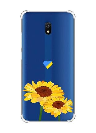 Чохол з потовщеними кутами на xiaomi redmi 8a :: жовті квіти (принт 364)