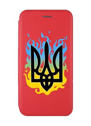 Чохол-книжка з малюнком на xiaomi redmi note 7/7 pro :: червоний :: тризуб полум'я /принт 257/