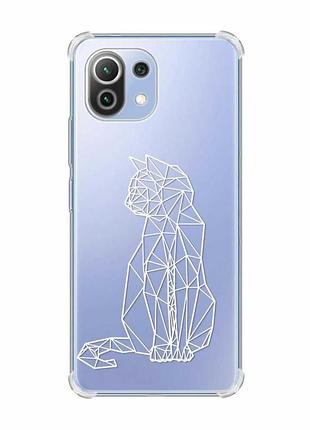 Чохол з потовщеними кутами на xiaomi mi 11 lite :: котик (принт 125)