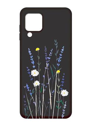 Матовый черный чехол на samsung galaxy m32 / a22 / m22 4g :: полевые цветы (принт 270)