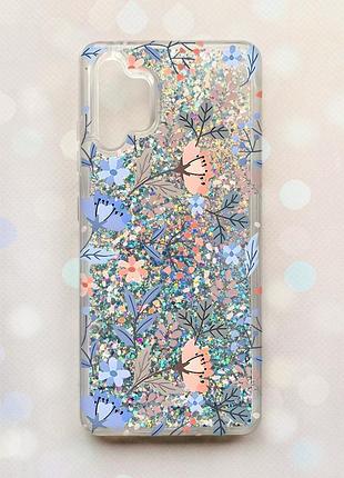 Чохол з плаваючими блискітками samsung galaxy a32 срібний :: квітковий фон (принт 371)