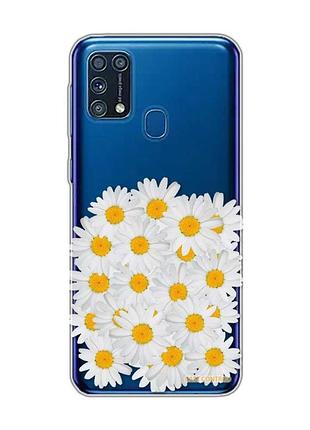 Прозрачный чехол на samsung galaxy m31 :: букет ромашек (принт 40)