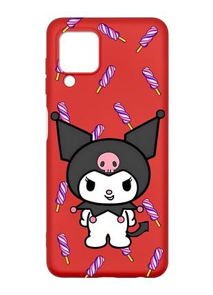 Матовый красный чехол на samsung galaxy m32/a22/m22 4g куроми (принт 390)