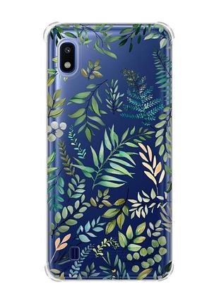 Чехол с утолщёнными углами для samsung galaxy a10 (2019)/a105 :: растительный фон (принт 377)