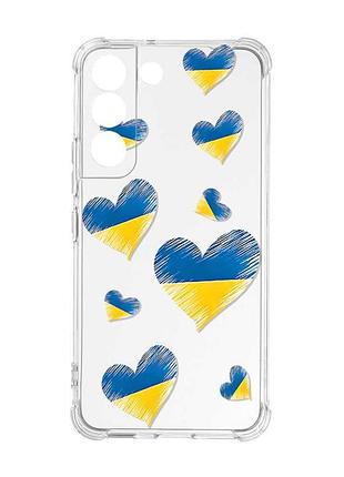 Чехол с утолщёнными углами на samsung galaxy s22 :: сердечка. украина (принт 258)