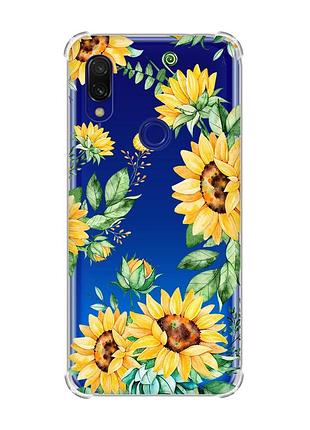 Чехол с утолщёнными углами на xiaomi redmi 7 :: подсолнухи /принт 288/