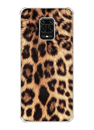 Чехол с утолщёнными углами на xiaomi redmi note 9 pro/ 9s/ 9 pro max :: леопардовый дизайн (принт 383)