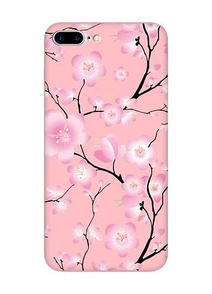 Матовый розовый чехол на iphone 7 plus/8 plus :: цветущая сакура (принт 282)