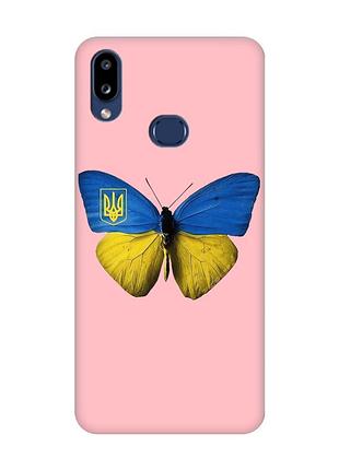 Матовый розовый чехол на samsung galaxy a10ѕ a107 :: бабочка украина (принт 255)
